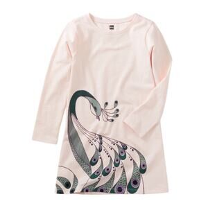 Tea Collection NWT Pink T-Shirt Dress. Peacock. Size 6.